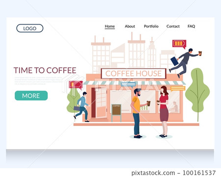 Time to coffee vector website landing page design template Time to coffee vector website landing page design template 100161537