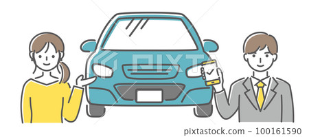 Men and women using car sharing 100161590