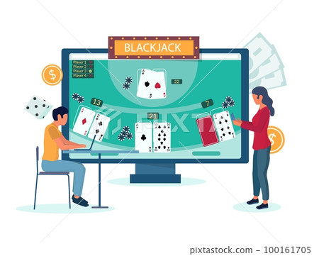 Online blackjack gambling vector concept for website page 100161705