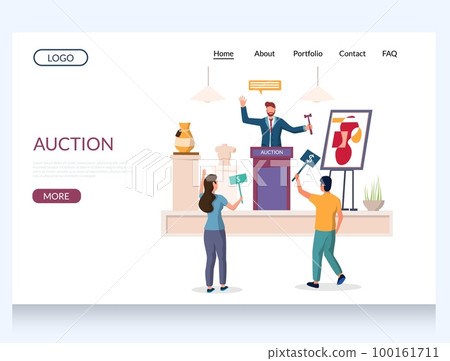 Auction vector website landing page design template 100161711