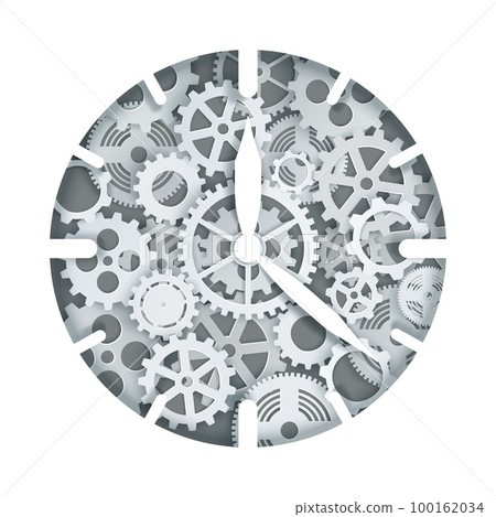 Clock mechanism, vector illustration in paper art style 100162034