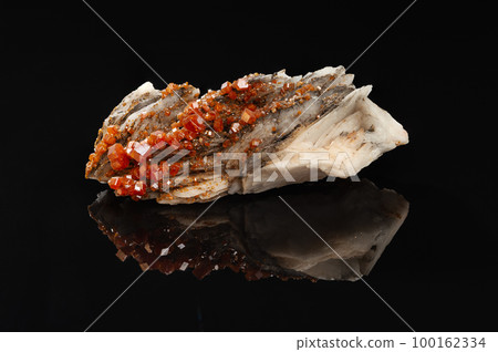 Vanadinite Mineral Crystals on a Matrix of Barite 100162334