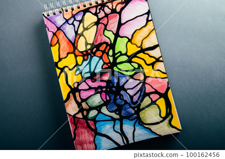 Colorful neurographic drawing on paper Colorful neurographic drawing on paper 100162456