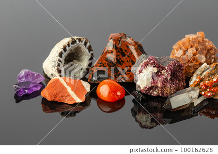 Close up photo of the Group of Stones and Minerals Close up photo of the Group of Stones and Minerals 100162628