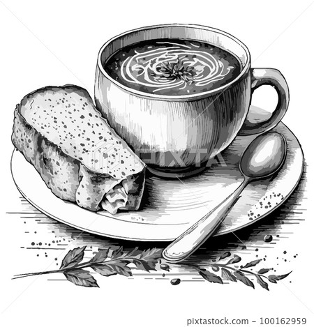 Onion soup dish vector traditional appetizer menu 100162959
