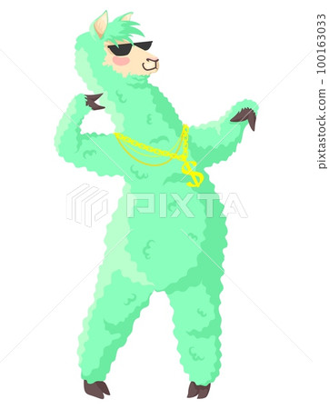 Cool llama alpaca character flat vector icon 100163033