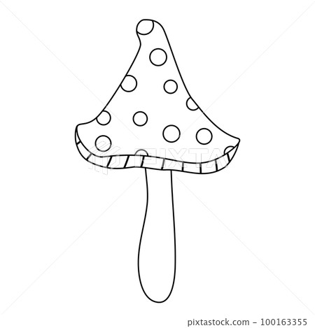 Poison mushroom with dots, doodle style flat vector outline for coloring book 100163355
