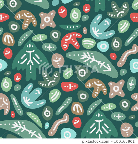 Flat seamless pattern with bundle natural shapes 100163901
