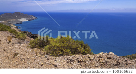 Panoramic View from Vela Blanca Volcanic Dome, Cabo de Gata-Nijar Natural Park, Spain Panoramic View from Vela Blanca Volcanic Dome, Cabo de Gata-Nijar Natural Park, Spain 100166652