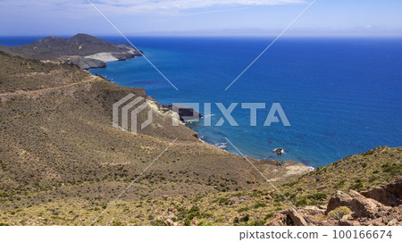 Panoramic View from Vela Blanca Volcanic Dome, Cabo de Gata-Nijar Natural Park, Spain Panoramic View from Vela Blanca Volcanic Dome, Cabo de Gata-Nijar Natural Park, Spain 100166674
