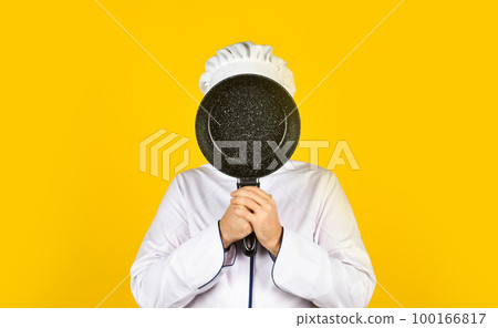 Be extra careful. Preparing food in kitchen. Cooking food concept. High quality frying pan. Bearded cook uniform Man hold cooking pan. Cooking like pro. Easy cheap tasty meals prepared at home Be extra careful. Preparing food in kitchen. Cooking food concept. High quality frying pan. Bearded cook uniform Man hold cooking pan. Cooking like pro. Easy cheap tasty meals prepared at home 100166817
