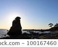 View from Tateishi Park, Yokosuka City, Kanagawa Prefecture, a huge rock towering on the coast and a clear sky 100167460
