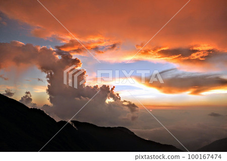 beautiful colors of evening sunset with clouds beautiful colors of evening sunset with clouds 100167474
