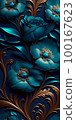 a close up of a bunch of blue flowers, dark flower pattern wallpaper, blue rose petals, flowing teal 100167623