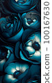 a close up of a bunch of blue flowers, dark flower pattern wallpaper, blue rose petals, flowing teal 100167630