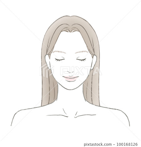 woman with long hair closing her eyes 100168126