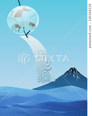 江戶風鈴和富士山日式背景素材 江戶風鈴和富士山日式背景素材 100168229