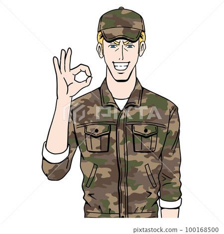 Caucasian Self-Defense Forces member who poses ok Caucasian Self-Defense Forces member who poses ok 100168500