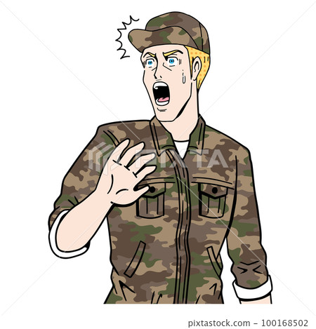 Surprised white Self-Defense Forces soldier Surprised white Self-Defense Forces soldier 100168502