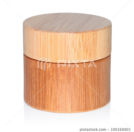 Wooden cosmetic cream jar isolated white background Wooden cosmetic cream jar isolated white background 100168801