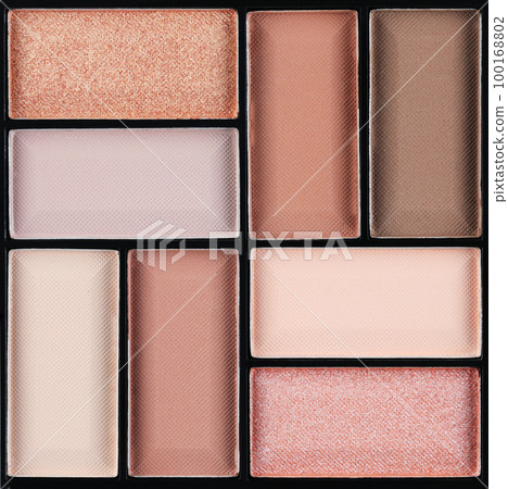 Palette of eyeshadow isolated on white background, top view Palette of eyeshadow isolated on white background, top view 100168802