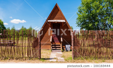 Camping. A place to relax in nature. Triangular summer house. 100169444