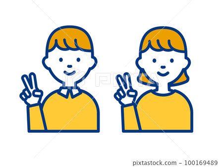 Illustration of a peace sign simple person icon 100169489