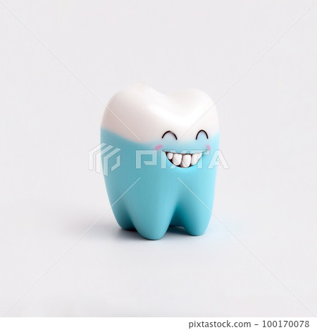 3D realistic happy tooth illustration. Cartoon dental character. 3D realistic happy tooth illustration. Cartoon dental character. 100170078