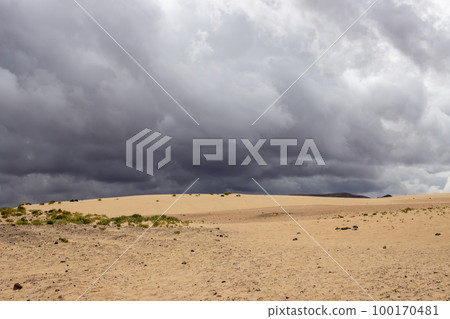 Stormy weather at the desert, Fuerteventura 100170481