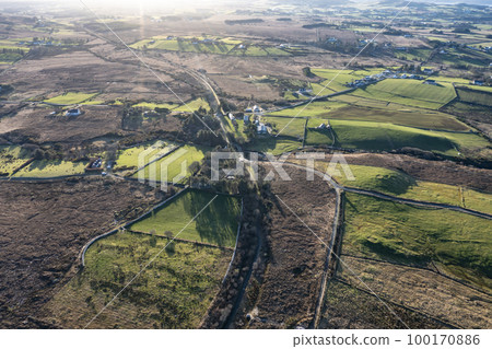 Aerial view of the Burtonport Railway Walk by Falcarragh in County Donegal, Republic of Ireland Aerial view of the Burtonport Railway Walk by Falcarragh in County Donegal, Republic of Ireland 100170886