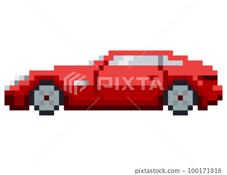 Illustration of red sport car in pixel art style. 100171816