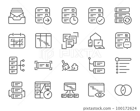 Getting things done icon set. It included icons such as GTD, planning, timeline, organize, tasks, and more. Getting things done icon set. It included icons such as GTD, planning, timeline, organize, tasks, and more. 100172624