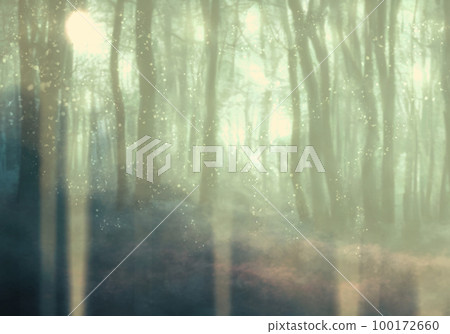 Mysterious bright forest background illustration (green) Mysterious bright forest background illustration (green) 100172660