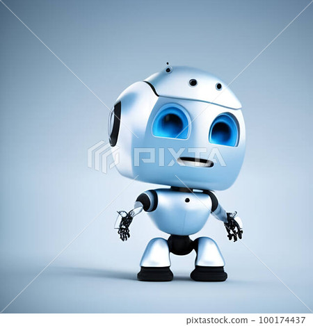 Cute sad little robot, highly detailed and photo realistic, Generative AI 100174437