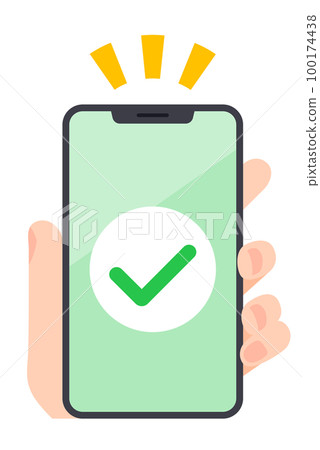 Check mark displayed on smartphone 100174438