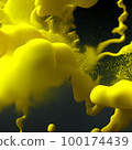 colored floating oily liquid in water in colors yellow and black, Generative AI 100174439