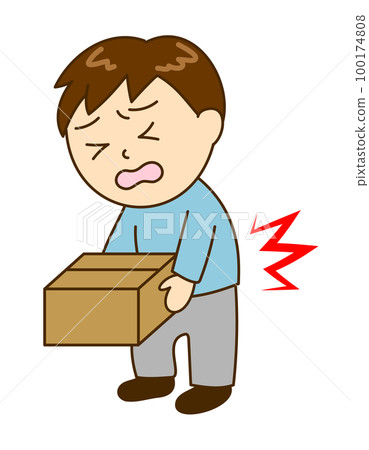 A young man who got a strained back when carrying luggage A young man who got a strained back when carrying luggage 100174808