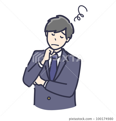 憂心忡忡的製服男學生插畫 100174980