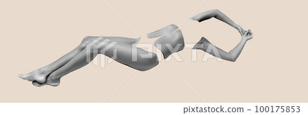 Body art, aesthetics. Human beauty. Silhouette, female body part isolated over light background. Tenderness and sensuality Body art, aesthetics. Human beauty. Silhouette, female body part isolated over light background. Tenderness and sensuality 100175853