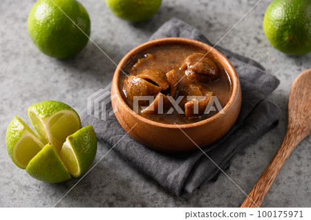 Sri Lankan Lime Pickle of lime, salt, chilli, pepper. 100175971