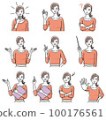 Set of facial expressions of a young woman 100176561