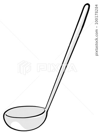 Illustration of a stainless steel ladle 100178284
