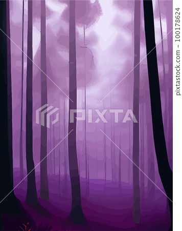 Spooky forest with full moon and floor. Without leaves and branches autumn. Design Halloween season. Vector illustration vertical poster. Horror wood, trees, night, fog, strange, terrible, terrible Spooky forest with full moon and floor. Without leaves and branches autumn. Design Halloween season. Vector illustration vertical poster. Horror wood, trees, night, fog, strange, terrible, terrible 100178624