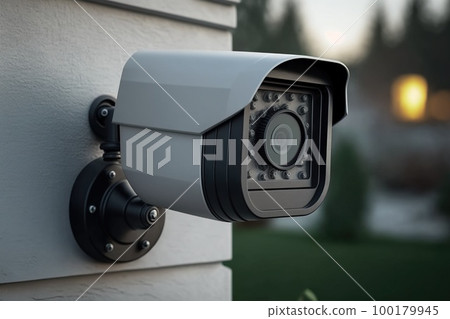 CCTV IP Camera wireless on house wall with copy space, security outdoor system with waterproof CCTV IP Camera wireless on house wall with copy space, security outdoor system with waterproof 100179945
