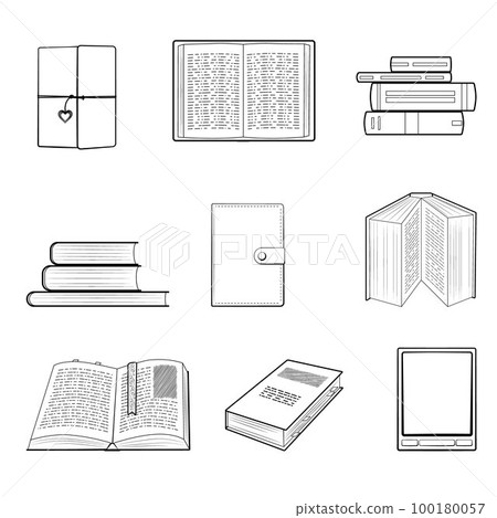 Books Black Outline Set Nine black Books Black Outline Set Nine black 100180057