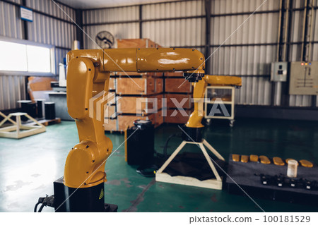 New Generation Robotic Arm Ready for Work on a Production Line. 100181529