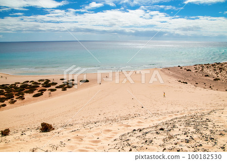 View of the beautiful beach Risco del paso, Fuerteventura 100182530