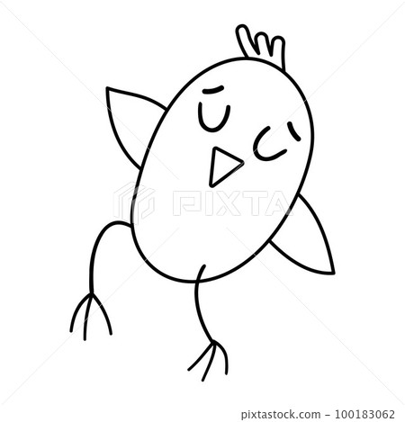 Vector black and white walking tip toe or dancing orange bird. Funny woodland animal line icon. Cute forest outline illustration for kids isolated on white background. Vector black and white walking tip toe or dancing orange bird. Funny woodland animal line icon. Cute forest outline illustration for kids isolated on white background. 100183062