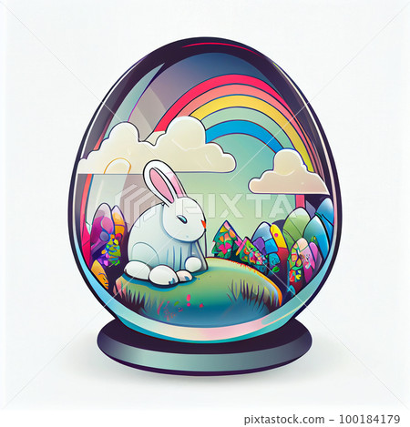 Easter Day Concept. Watercolor easter bunny in the eggs, elements illustrations, cartoon holiday painted background, AI Generative Easter Day Concept. Watercolor easter bunny in the eggs, elements illustrations, cartoon holiday painted background, AI Generative 100184179