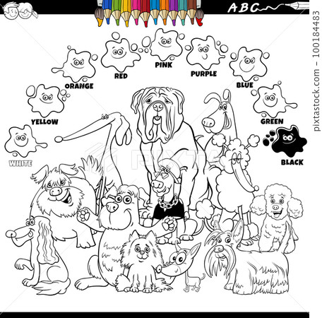 basic colors with cartoon dogs coloring page 100184483
